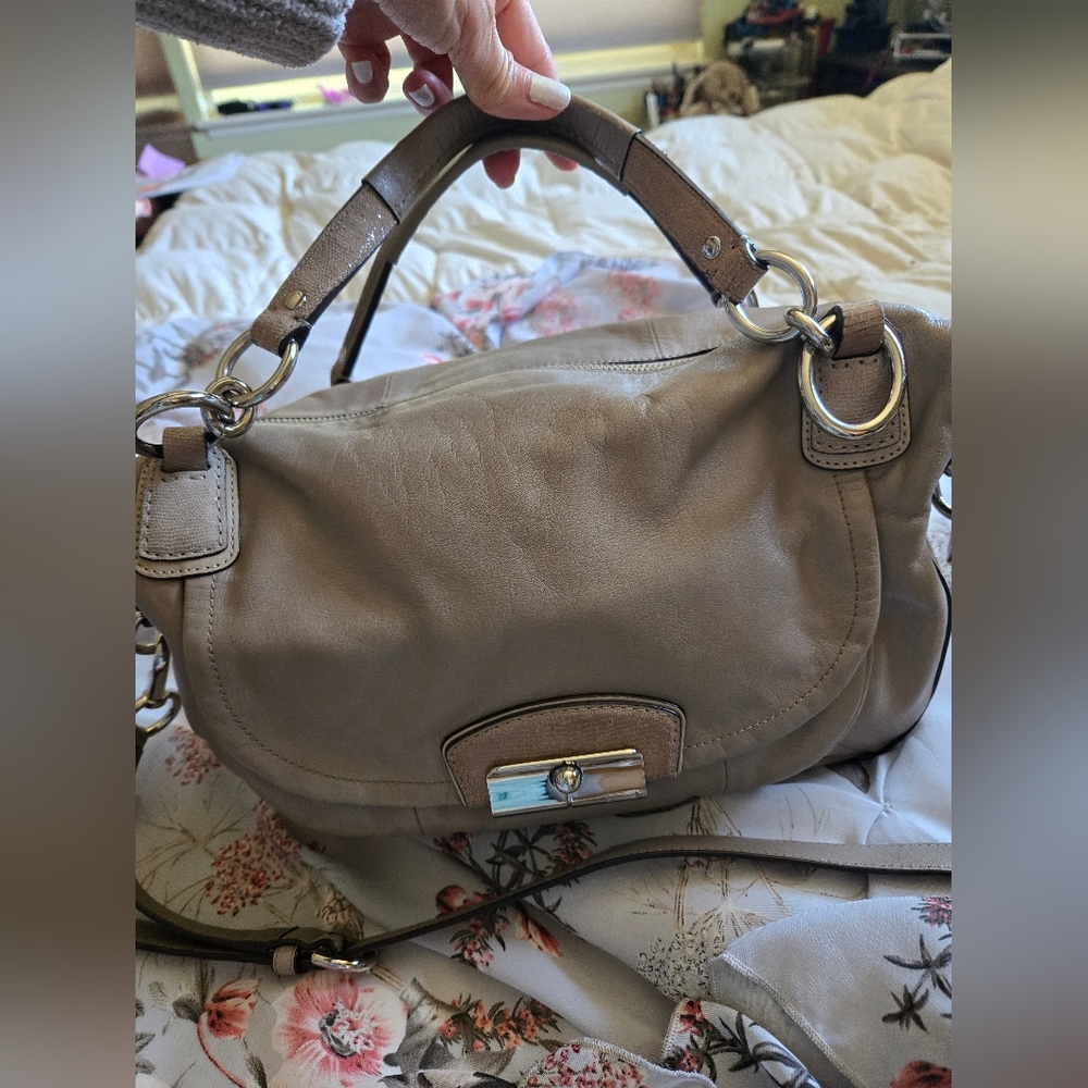 Coach Taupe Leather Shoulder Bag